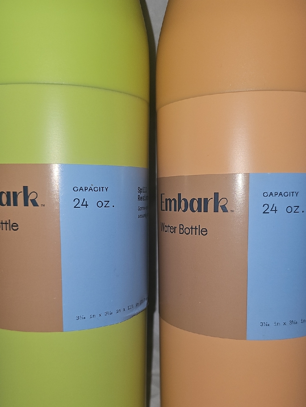 Embark 24 oz Water Bottle - Yellow/Green & Light Orange Screw-Top Lot of 2, New - Picture 4 of 15
